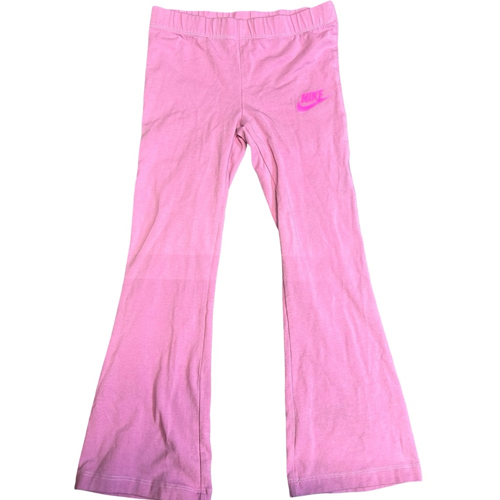 Nike Girls Pink Flare Leggings with Logo
